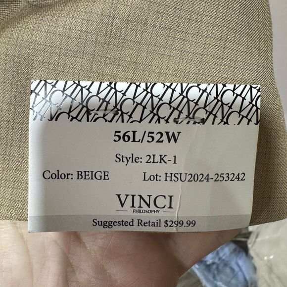 VINCI Men's Taupe Textured Weave 2-Button Classic-Fit Suit - NEW 56 Long - Picture 6 of 13